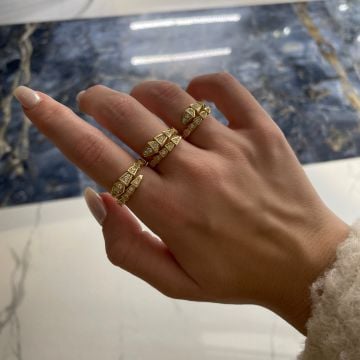 925 Ayar Gümüş İthal Taşlı Yılan Yüzük Serpents