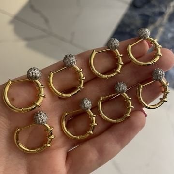 İthal Taş Detaylı Tasarım Halka Küpe Lera