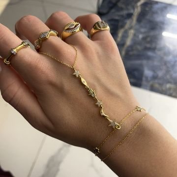 925 Ayar Gümüş İthal Taşlı Ay Yıldız Tasarımlı Şahmeran Alisa