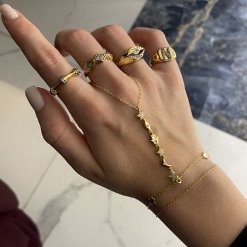 925 Ayar Gümüş İthal Taşlı Ay Yıldız Tasarımlı Şahmeran Alisa