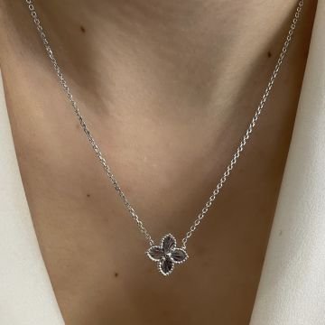 925 Ayar Gümüş İthal Tasarım Kalemli Yonca Kolye Mini Yonca