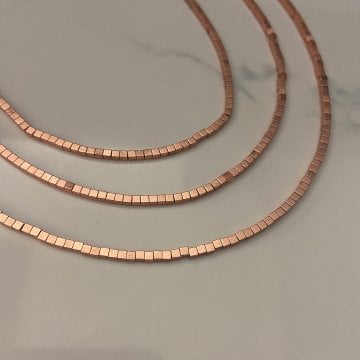 925 Ayar Gümüş Hematit Doğal Taş Kolye Champagne