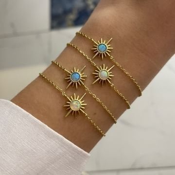 925 Ayar Gümüş Opal Taşlı Kutup Yıldızı Bileklik Pole