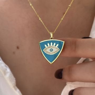 925 Ayar Gümüş Mineli Göz Kolye Summa