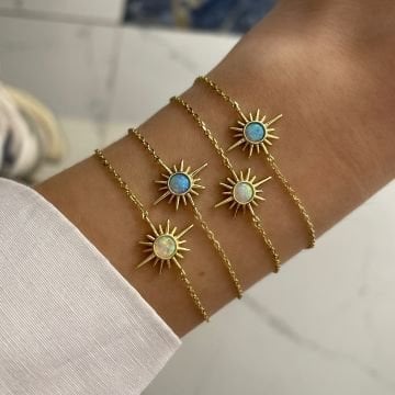 925 Ayar Gümüş Opal Taşlı Kutup Yıldızı Bileklik Pole