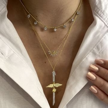 925 Ayar Gümüş İthal Taşlı Choker Kolye Sasha