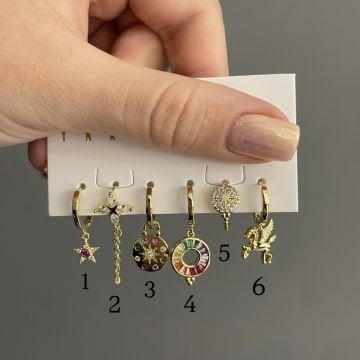 925 Ayar Gümüş Taşlı Tasarım Halka Küpe