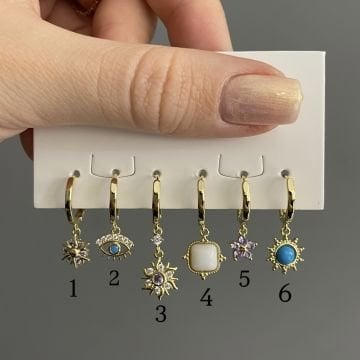 925 Ayar Gümüş Taşlı Tasarım Halka Küpe