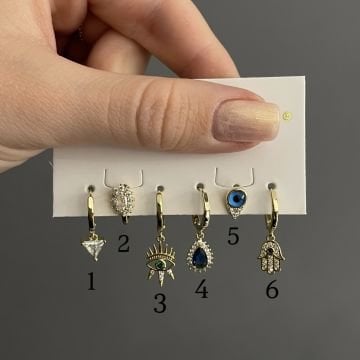 925 Ayar Gümüş Taşlı Tasarım Halka Küpe