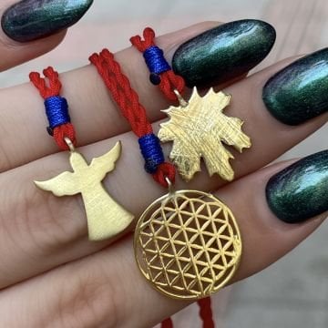 925 Ayar Gümüş Kırmızı İpli Melek Kolye Kanat