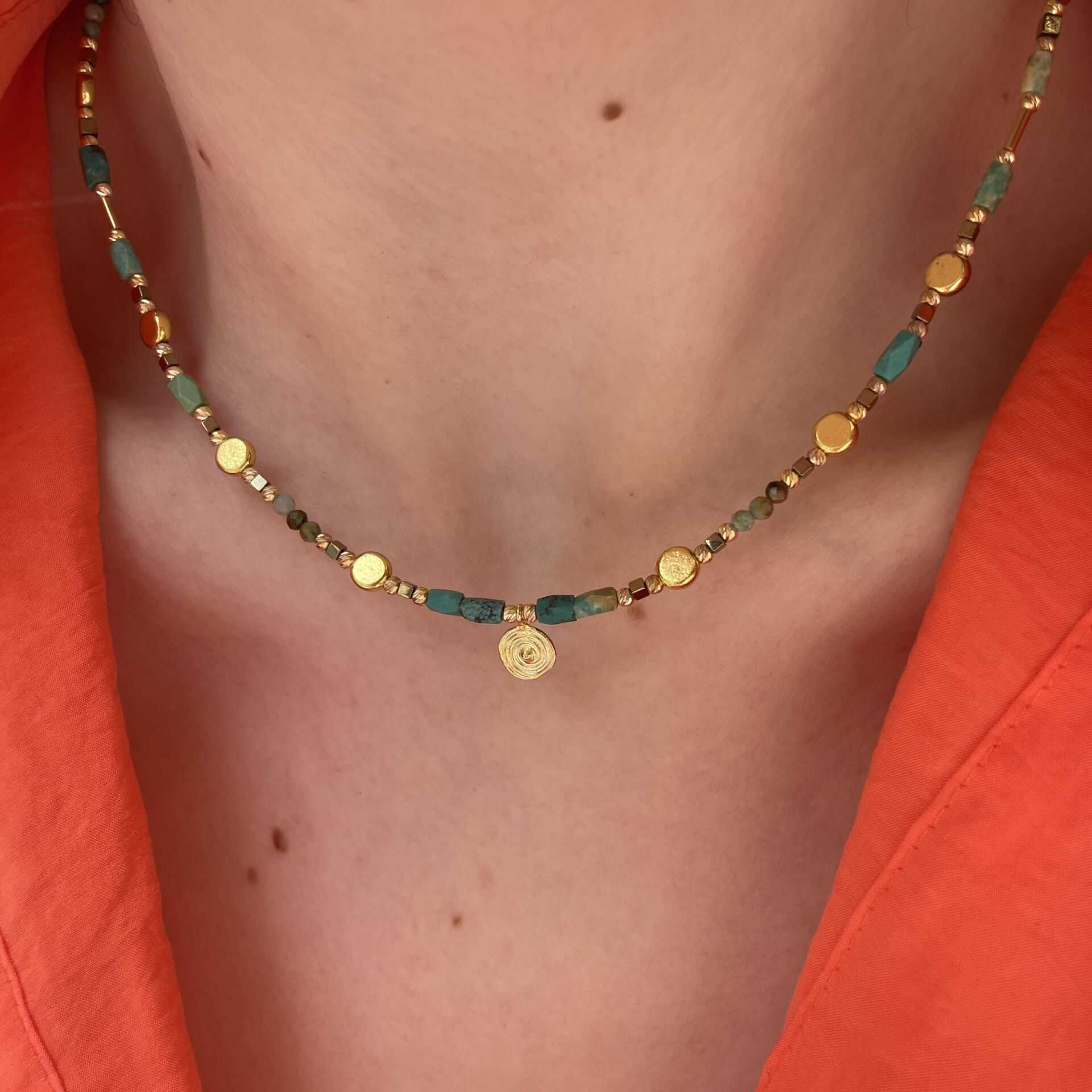 925 Ayar Gümüş Firuze Taşlı Kolye Firuhi