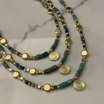 925 Ayar Gümüş Firuze Taşlı Kolye Firuhi