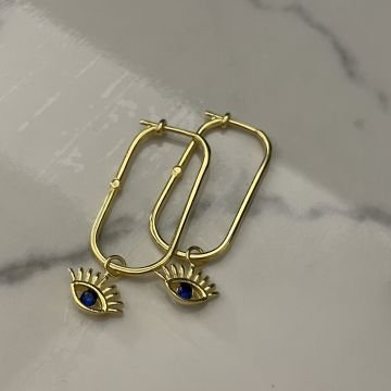 925 Ayar Gümüş Göz Tasarımlı Halka Küpe Bleyes