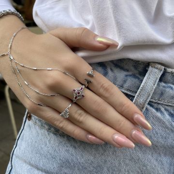 925 Ayar Gümüş Çift Parmaklı Şahmeran Sandra