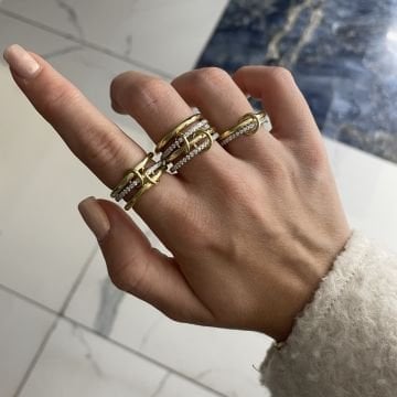 925 Ayar Gümüş Çoklu Taşlı Tamtur Yüzük Andre
