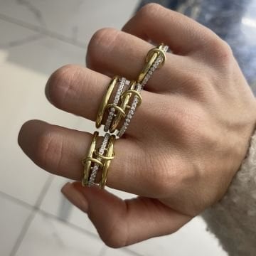 925 Ayar Gümüş Çoklu Taşlı Tamtur Yüzük Andre