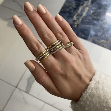 925 Ayar Gümüş Çoklu Taşlı Tamtur Yüzük Andre