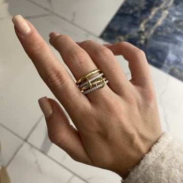 925 Ayar Gümüş Çoklu Taşlı Tamtur Yüzük Andre