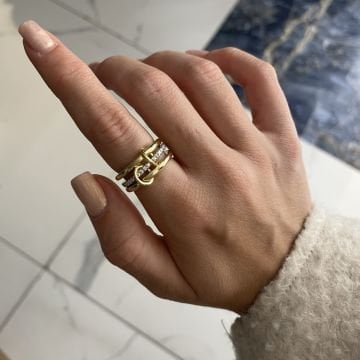 925 Ayar Gümüş Çoklu Taşlı Tamtur Yüzük Andre