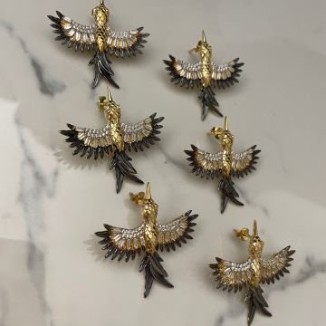 925 Ayar Gümüş Tasarım Anka Kuşu Küpe