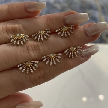 925 Ayar Gümüş Taşlı Tasarım Göz Küpe Aria