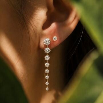İthal Swarovski Taşlı Uzun Küpe