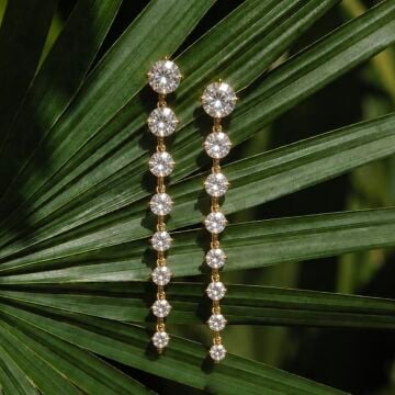 İthal Swarovski Taşlı Uzun Küpe