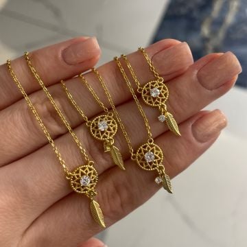 925 Ayar Gümüş İthal Taşlı Düş Kapanı Kolye Düş