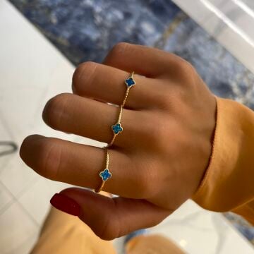 925 Ayar Gümüş Opal Taşlı Yonca Yüzük Lorena