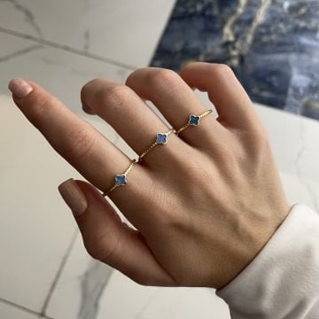 925 Ayar Gümüş Opal Taşlı Yonca Yüzük Lorena