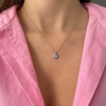 925 Ayar Gümüş Minimal Lotus Çiçekli Kolye Miral
