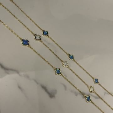 925 Ayar Gümüş İthal Opal Taşlı Yonca Bileklik