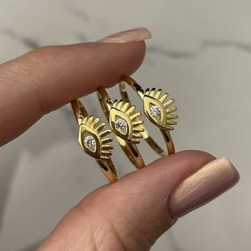 925 Ayar Gümüş Taşlı Göz Yüzük Loren
