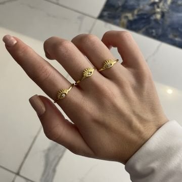 925 Ayar Gümüş Taşlı Göz Yüzük Loren