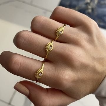 925 Ayar Gümüş Taşlı Göz Yüzük Loren
