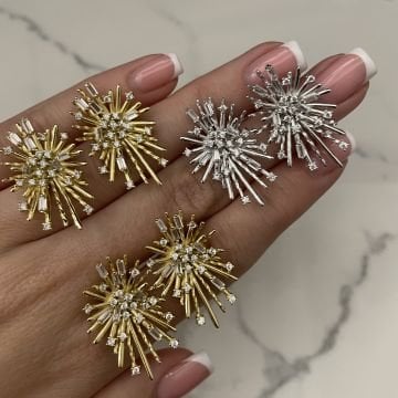 925 Ayar Gümüş İthal Taşlı Tasarım Yıldız Küpe