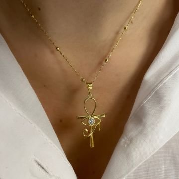 925 Ayar Gümüş Ank İşareti Göz Kolye Ra