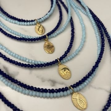 925 Ayar Gümüş İkili Tasarım Doğaltaş Kolye