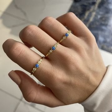 925 Ayar Gümüş İthal Minimal Opal Taşlı Yüzük