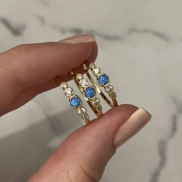 925 Ayar Gümüş İthal Minimal Opal Taşlı Yüzük
