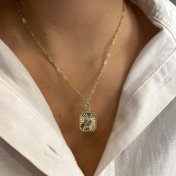 925 Ayar Gümüş İthal Lazer Kesimli Baget Taşlı Tasarım Kolye Nadya