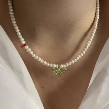 925 Ayar Gümüş Kum İncisi Tasarım Kolye Helia