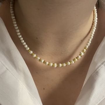 925 Ayar Gümüş Kum İncisi Tasarım Kolye Helia