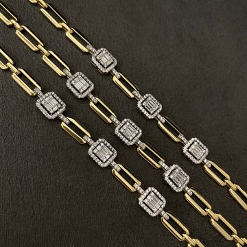 925 Ayar Gümüş İthal İki Renkli Baget Taşlı Tasarım Bileklik Elya