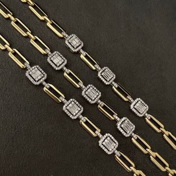 925 Ayar Gümüş İthal İki Renkli Baget Taşlı Tasarım Bileklik Elya