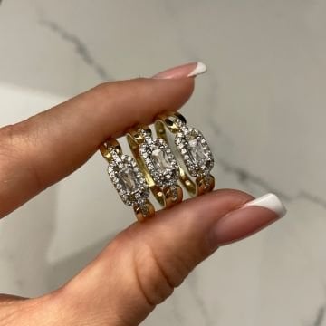 925 Ayar Gümüş İthal Baget Taşlı Tasarım Yüzük Linea