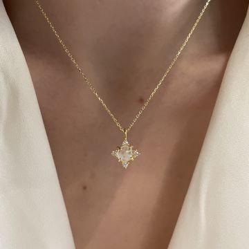 925 Ayar Gümüş Tasarım Ay Taşı Kolye Moon 2