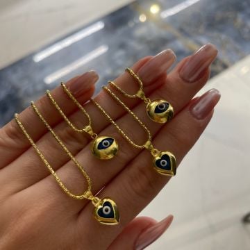 925 Ayar Gümüş Vintage Nazar Kolye Mini Nazar