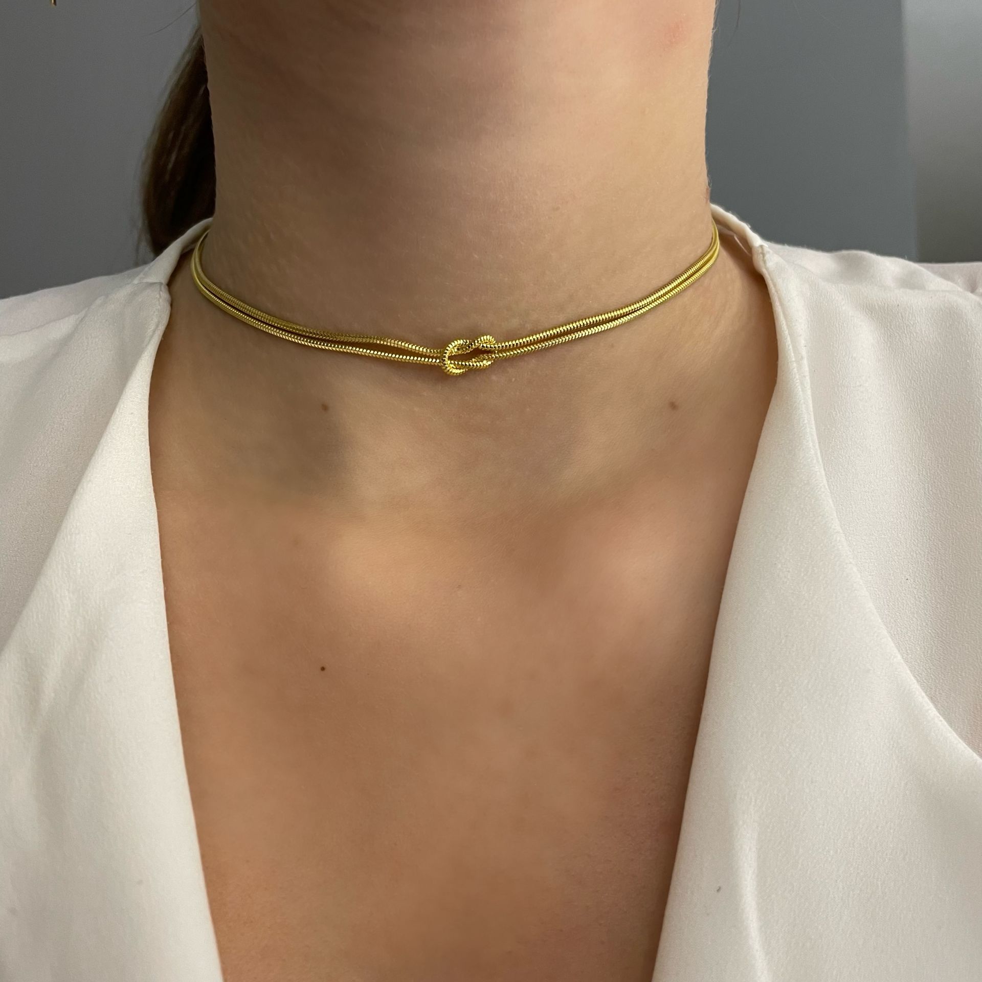925 Ayar Gümüş Aşk Düğümü Choker Kolye Allegra