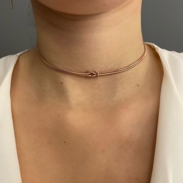 925 Ayar Gümüş Aşk Düğümü Choker Kolye Allegra